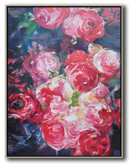 Hame Made Extra Large Vertical Abstract Flower Oil Painting #ABV0A26